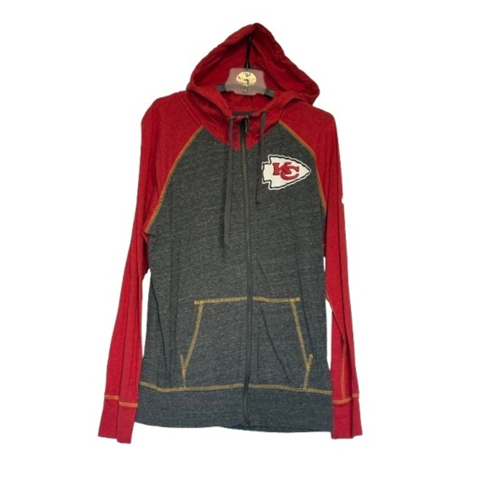 Nike NFL Kansas City Chiefs Full Zip Hoodie Red Charcoal Heather Womens Large